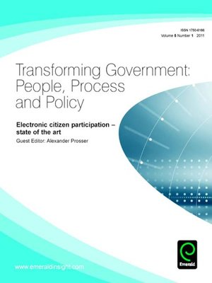 cover image of Transforming Government: People, Process and Policy, Volume 5, Issue 1